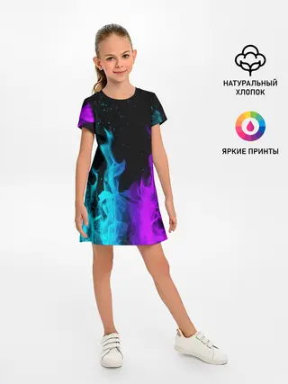 Детское платье / ПЛАМЯ | НЕОНОВЫЙ ОГОНЬ