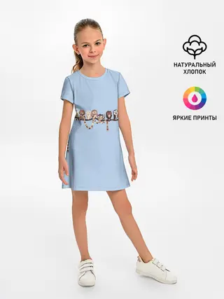 Детское платье / Совы на ветке