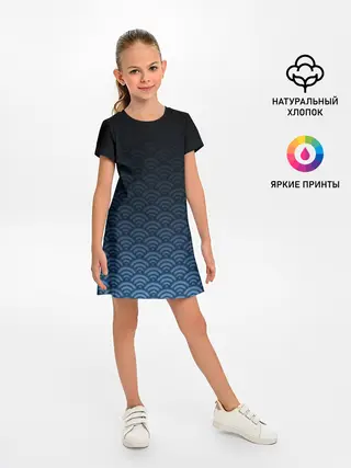 Детское платье / Узор круги темный синий