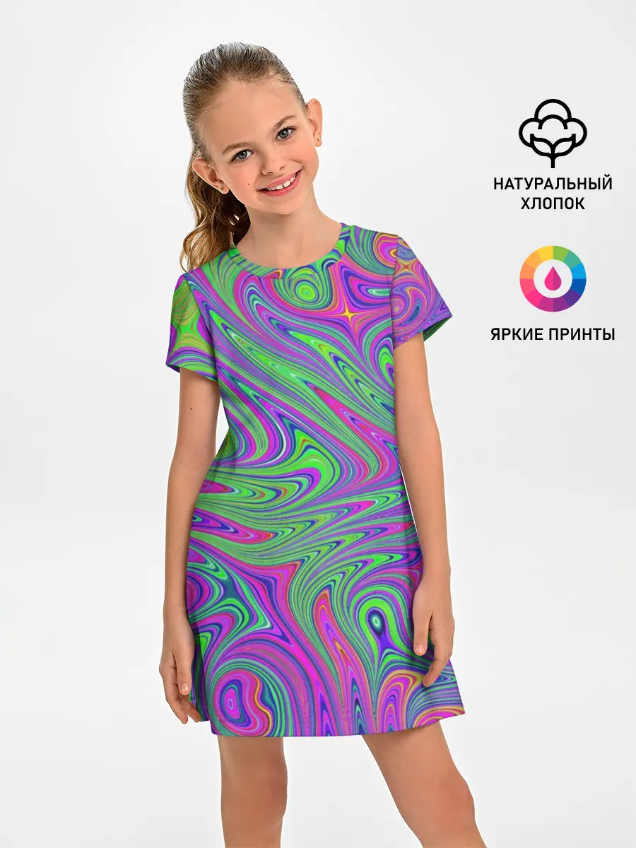 Детское платье / Неоновый абстрактный узор