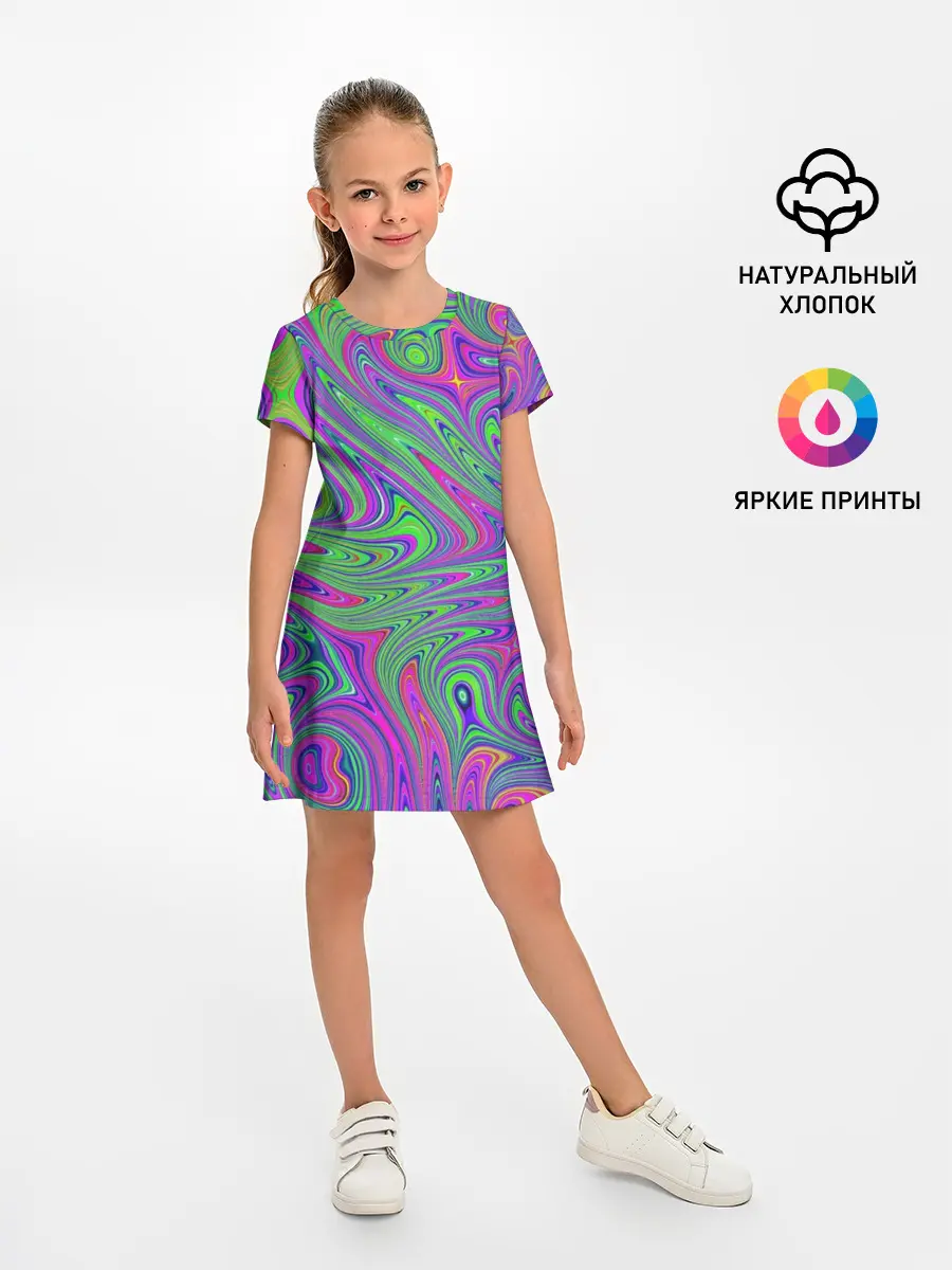 Детское платье / Неоновый абстрактный узор