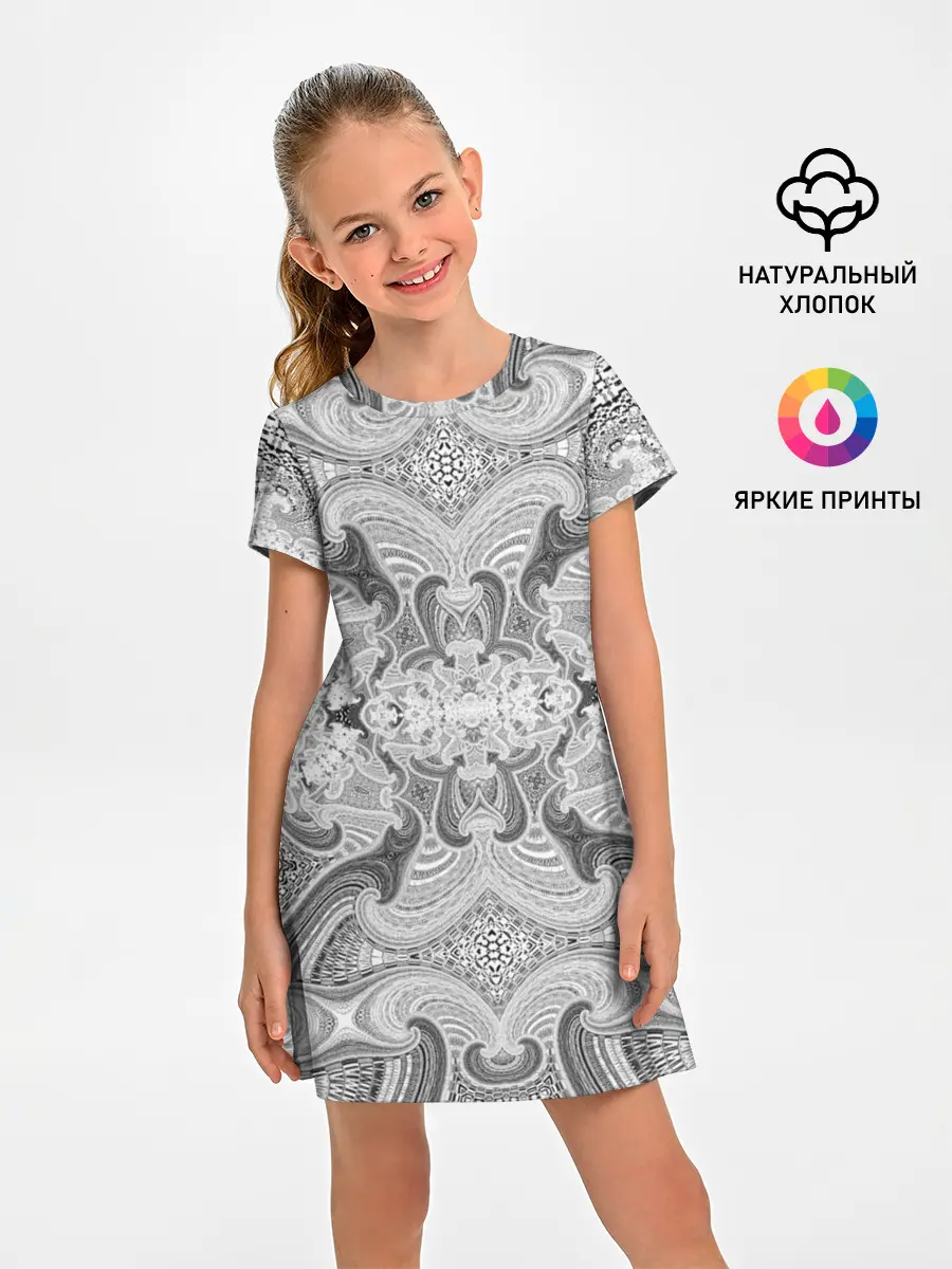 Детское платье / Черно-белый абстрактный узор.