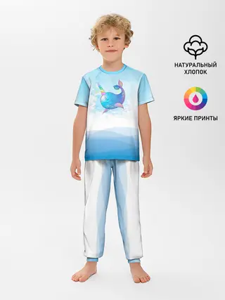 Детская пижама с брюками / Дельфин единорог
