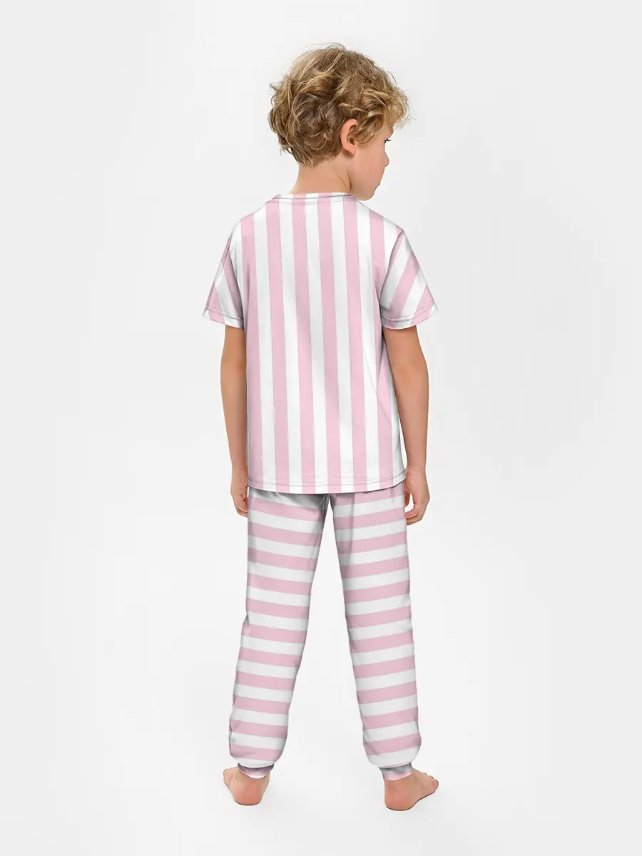 Детская пижама с брюками / Розовые линии