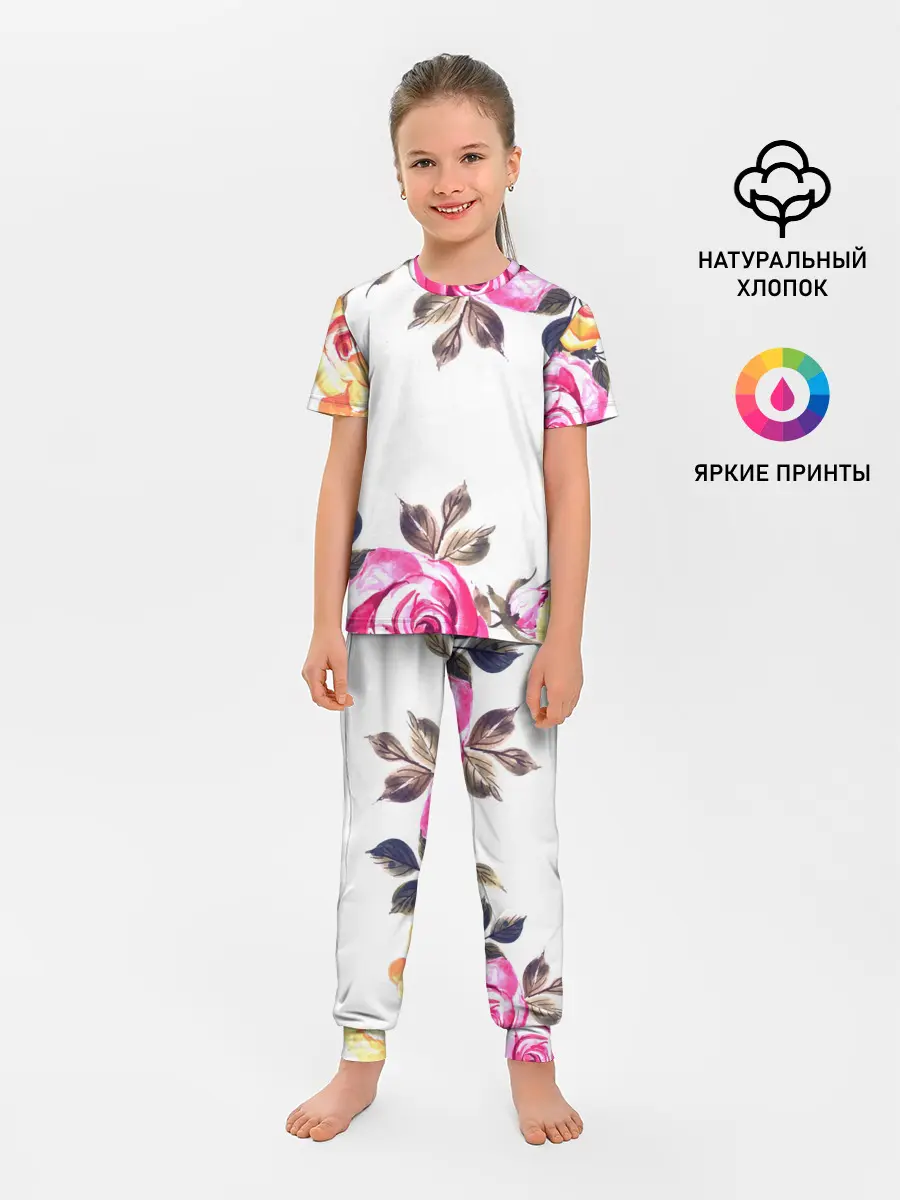 Детская пижама с брюками / Розы