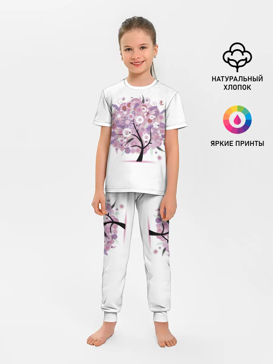 Детская пижама с брюками / Цветочное Дерево