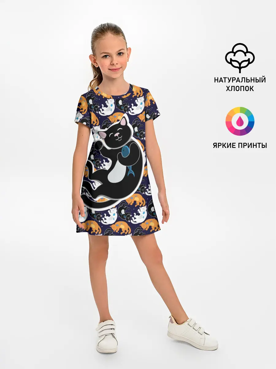 Детское платье / Японские котики