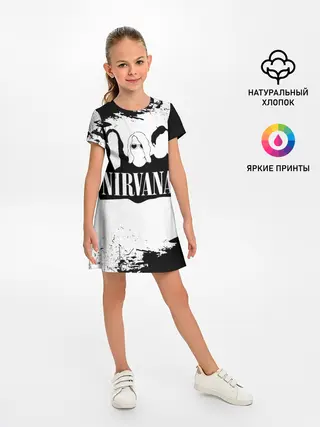 Детское платье / Нирвана Рок Группа Гранж ЧБ | Nirvana