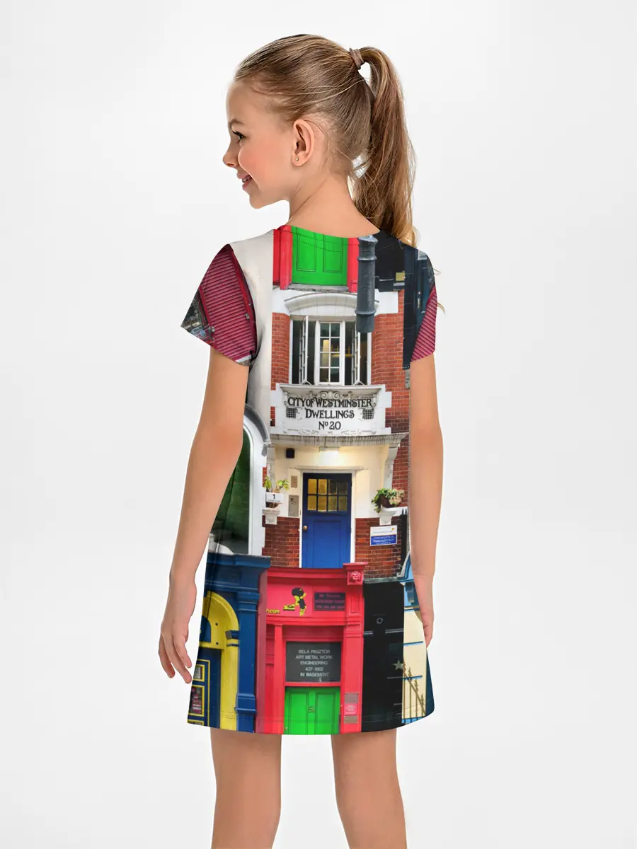Детское платье / London doors цифровой коллаж