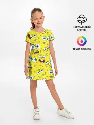Детское платье / Губка Боб / SpongeBob pattern