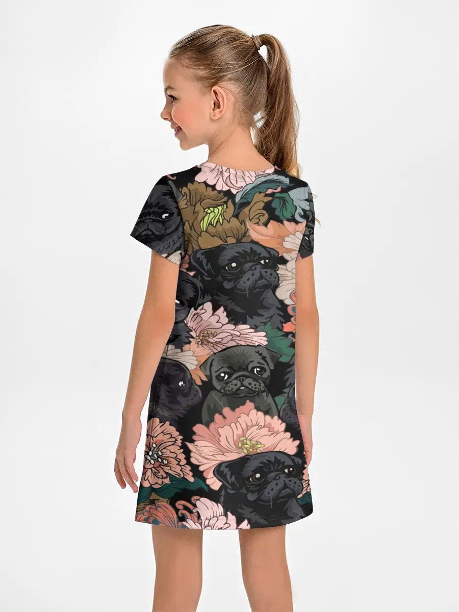 Детское платье / Мопсы и Цветы