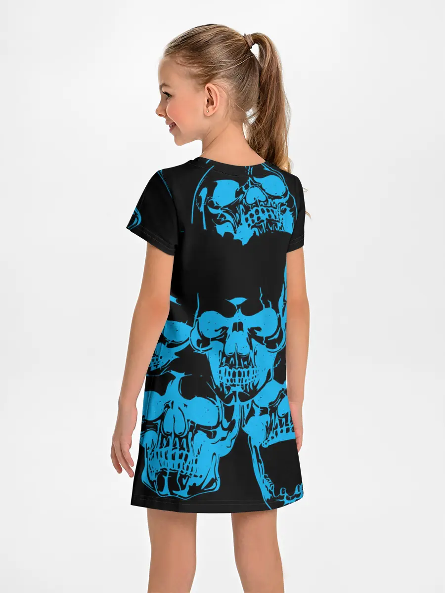 Детское платье / Ора Муда синие черепа