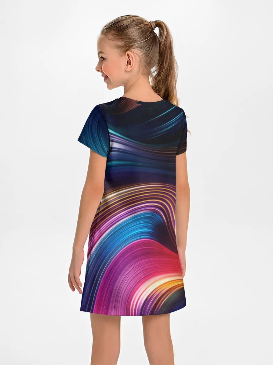 Детское платье / Цветные неоновые волны