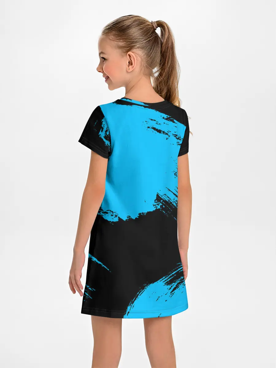 Детское платье / Хвост Феи синие мазки