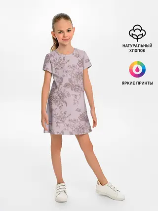 Детское платье / розы с пионами