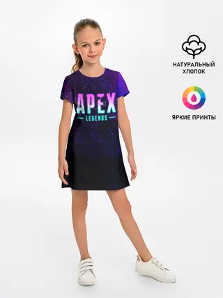 Детское платье / Apex Legends. Neon logo