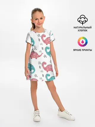 Детское платье / Милые динозаврики
