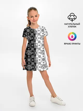 Детское платье / Тигры в китайском стиле