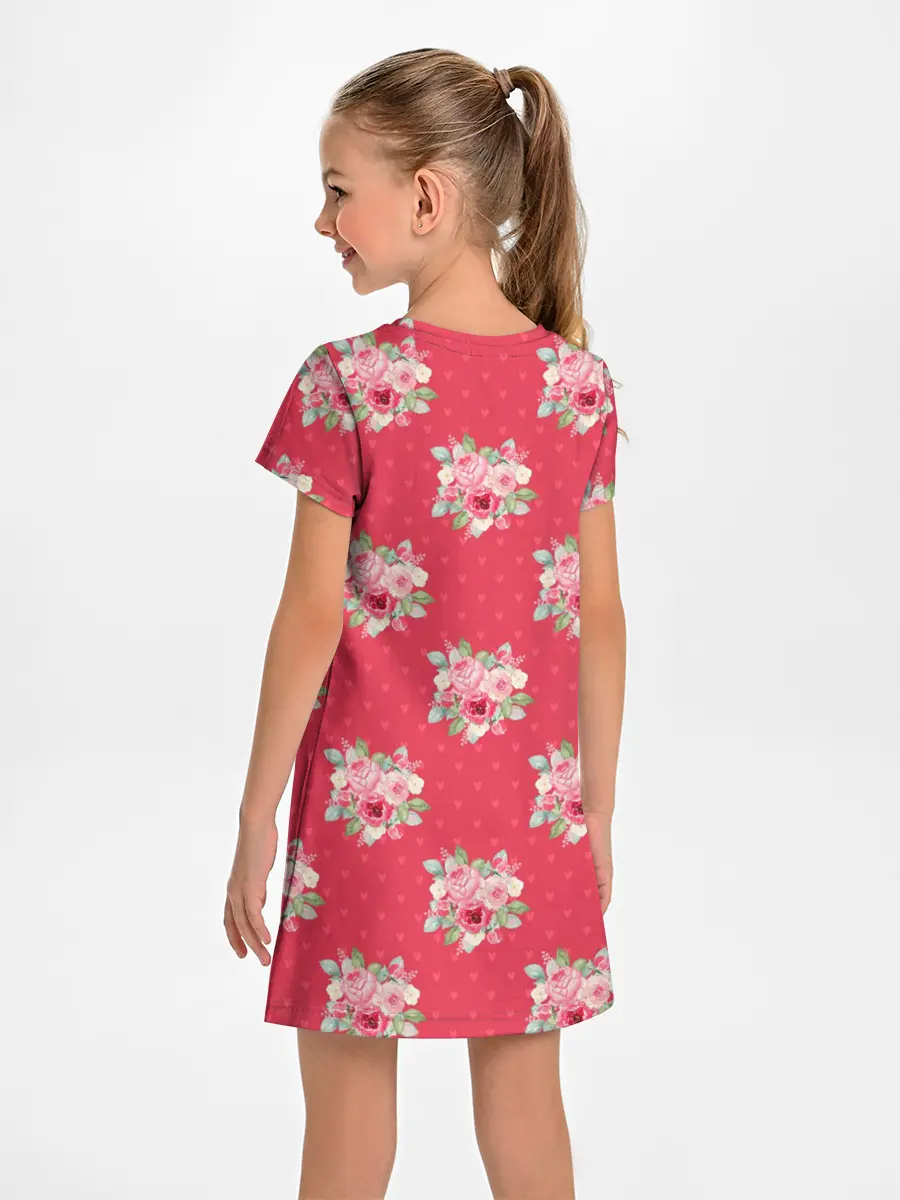 Детское платье / Красные цветы розы