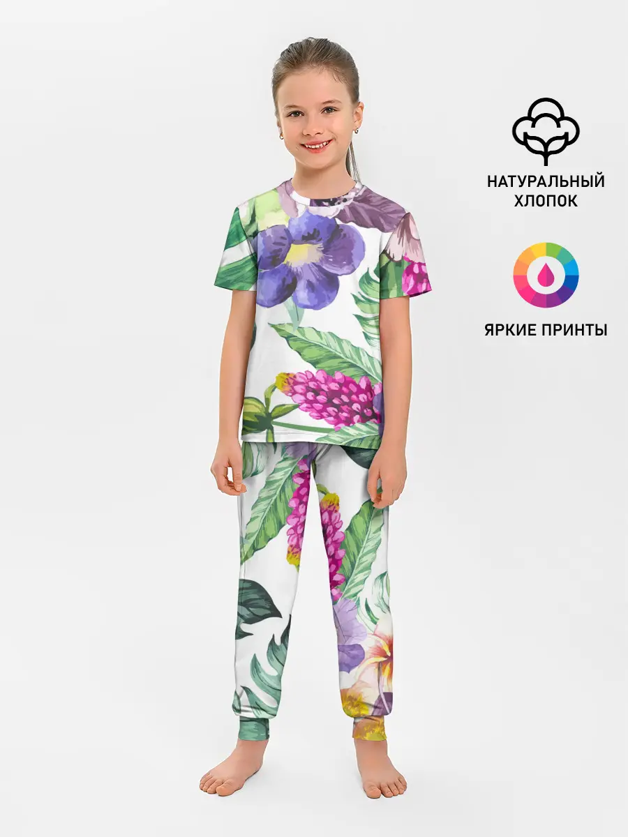 Детская пижама с брюками / Цветы