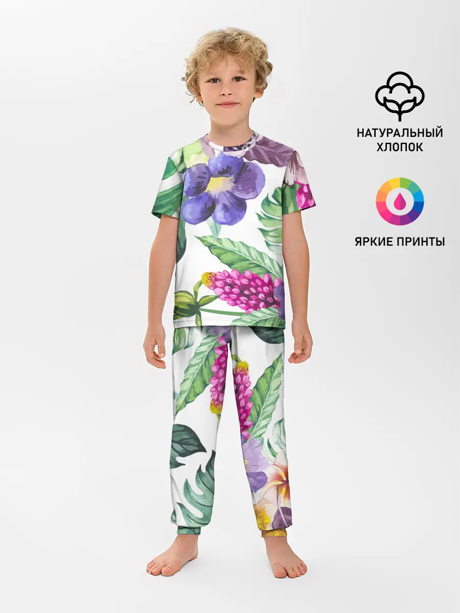 Детская пижама с брюками / Цветы