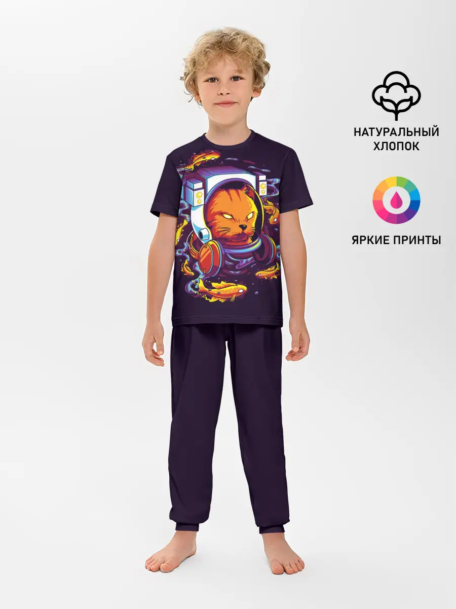 Детская пижама с брюками / Техно Кот