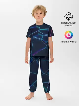 Детская пижама с брюками / 3D ПЛИТЫ | НЕОНОВЫЕ ПЛИТЫ