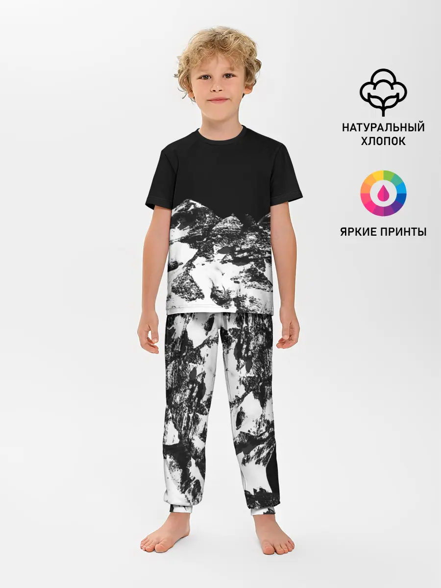 Детская пижама с брюками / ГОРЫ Ч/Б