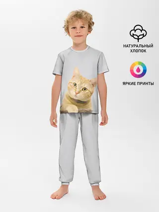 Детская пижама с брюками / Рыжий котик