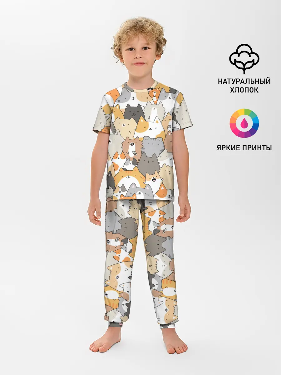 Детская пижама с брюками / Кошачья стая