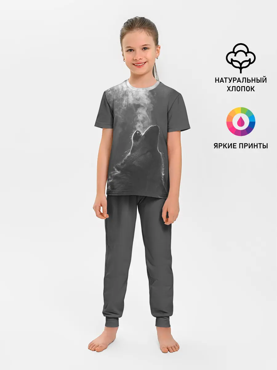 Детская пижама с брюками / Воющий волк