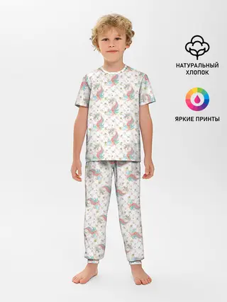Детская пижама с брюками / Единороги паттерном