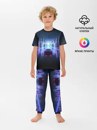 Детская пижама с брюками / SYNTHWAVE / RETROWAVE