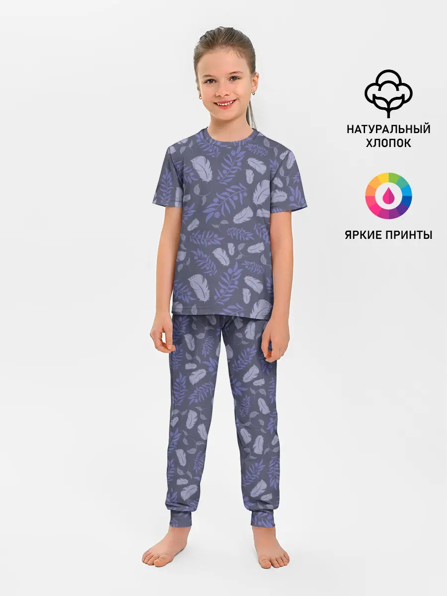 Детская пижама с брюками / Зимняя абстракция