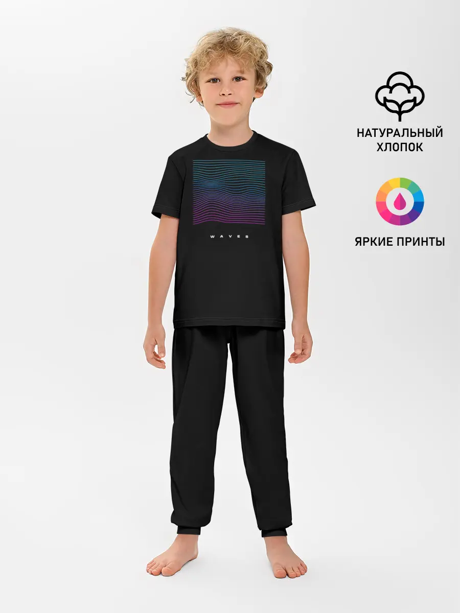 Детская пижама с брюками / Волны vaporwave
