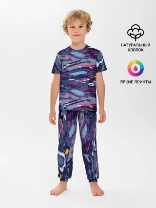 Детская пижама с брюками / Космический абстрактный паттерн