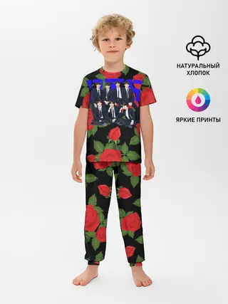 Детская пижама с брюками / BTS Roses | Black