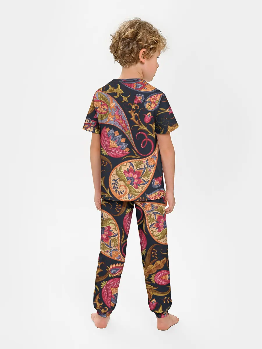 Детская пижама с брюками / РОСПИСЬ ЦВЕТАМИ