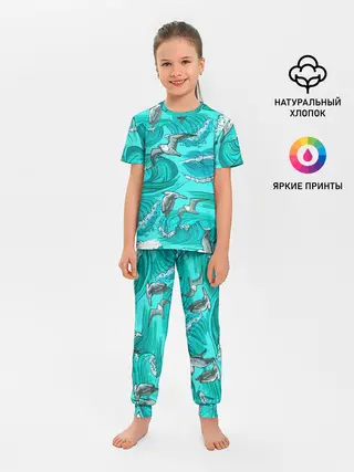 Детская пижама с брюками / Чайки в море