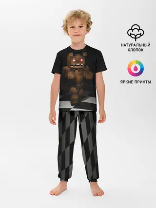 Детская пижама с брюками / Фредди FNAF в майнкрафт.