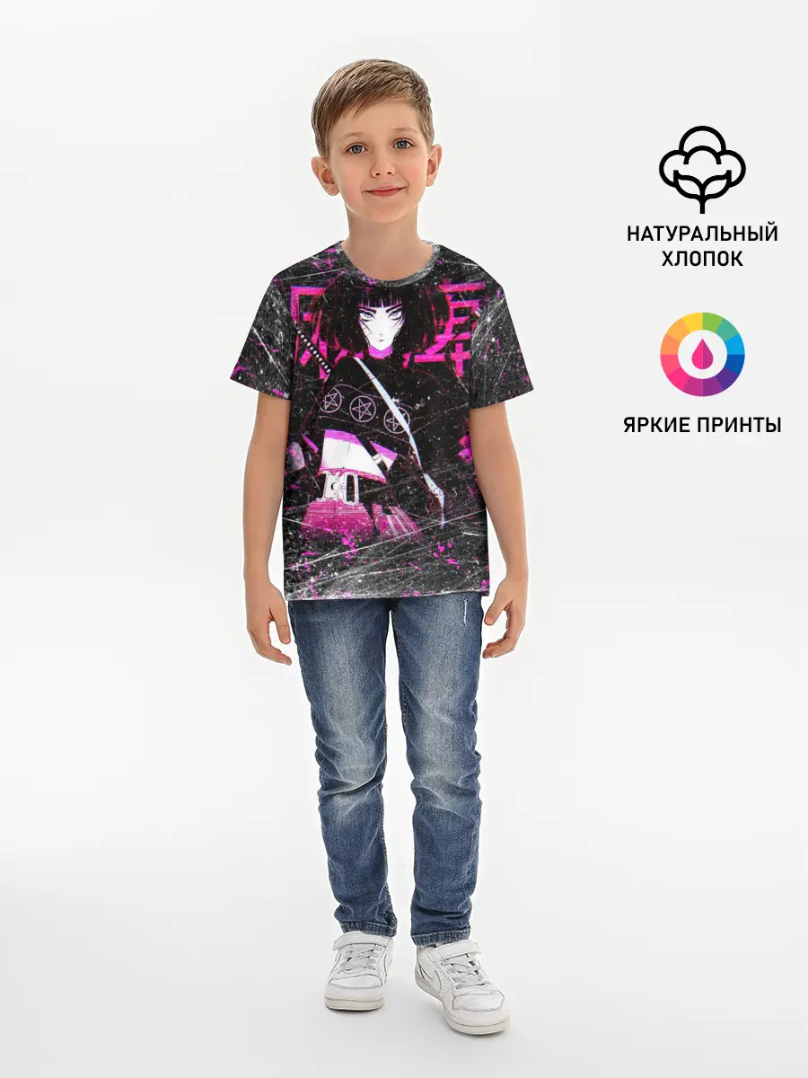 Детская базовая футболка / Vinne Yuna Самурай Киберпанк
