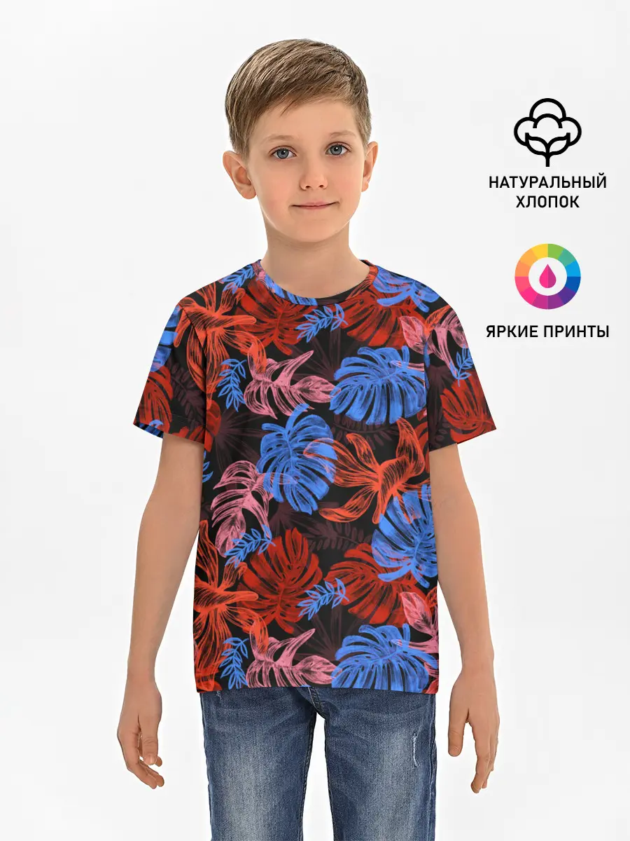 Детская базовая футболка / Неоновые Тропики
