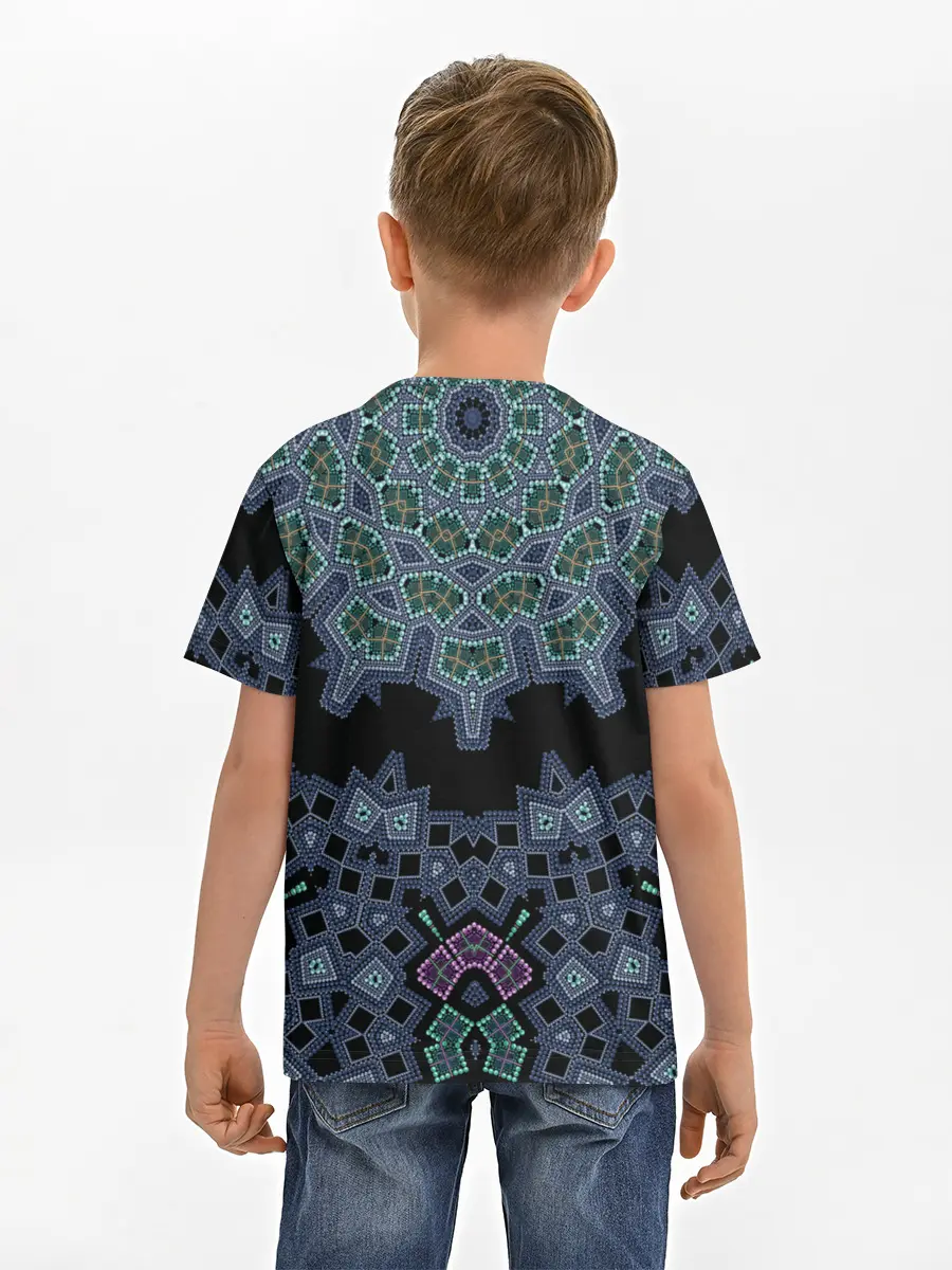 Детская базовая футболка / Перламутровый узор восточный