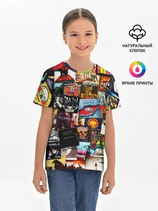 Детская базовая футболка / Альбомы лучших РОК групп