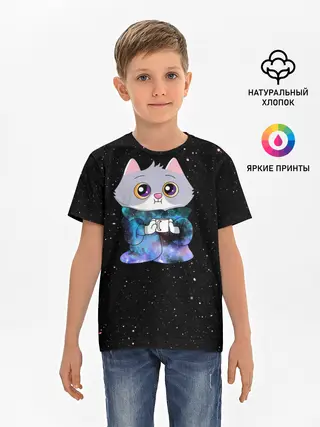 Детская базовая футболка / Котёнок в пледе