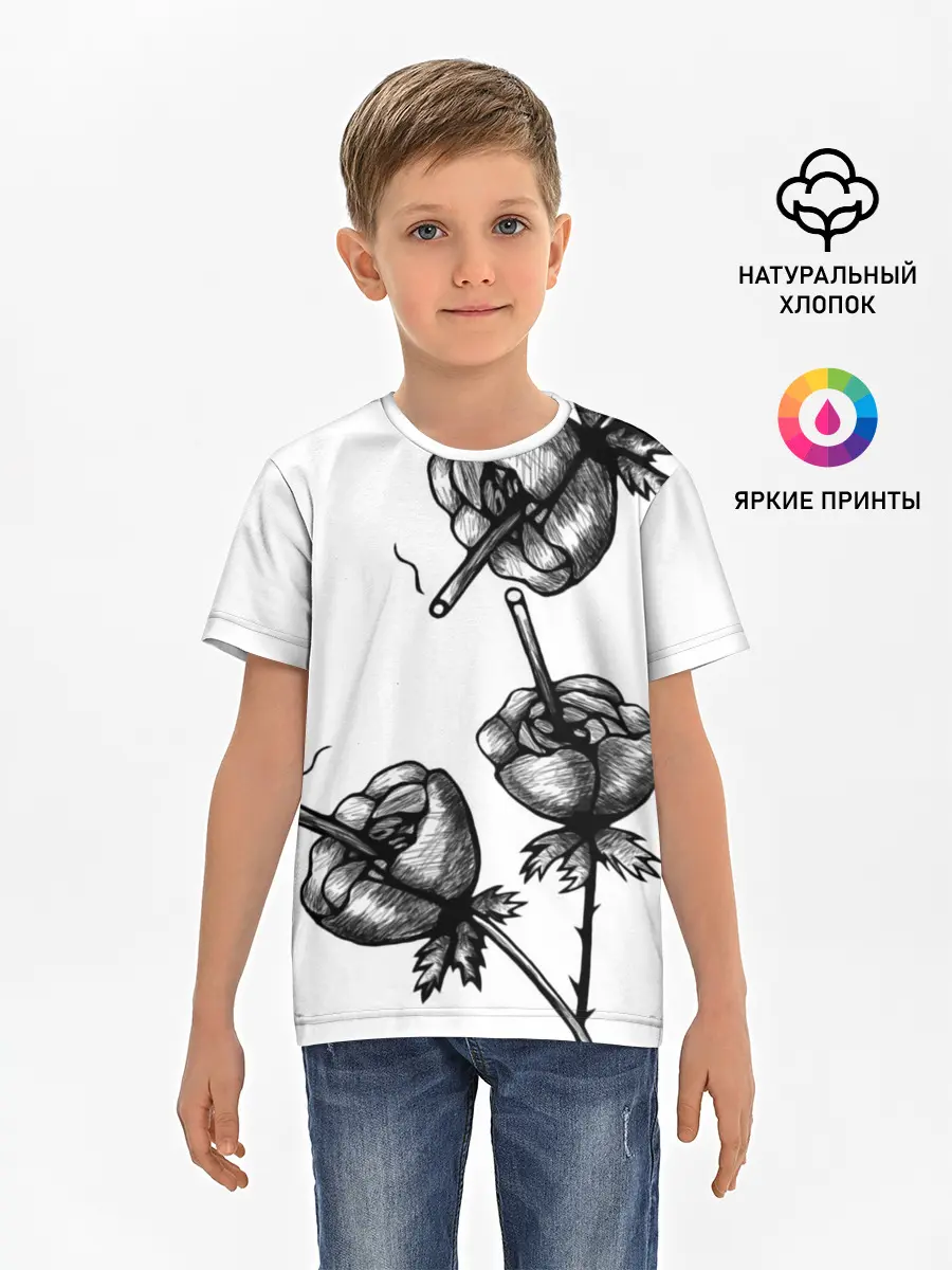 Детская базовая футболка / Дымящие розы