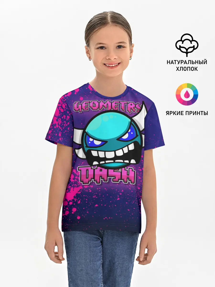 Детская базовая футболка / Geometry Dash