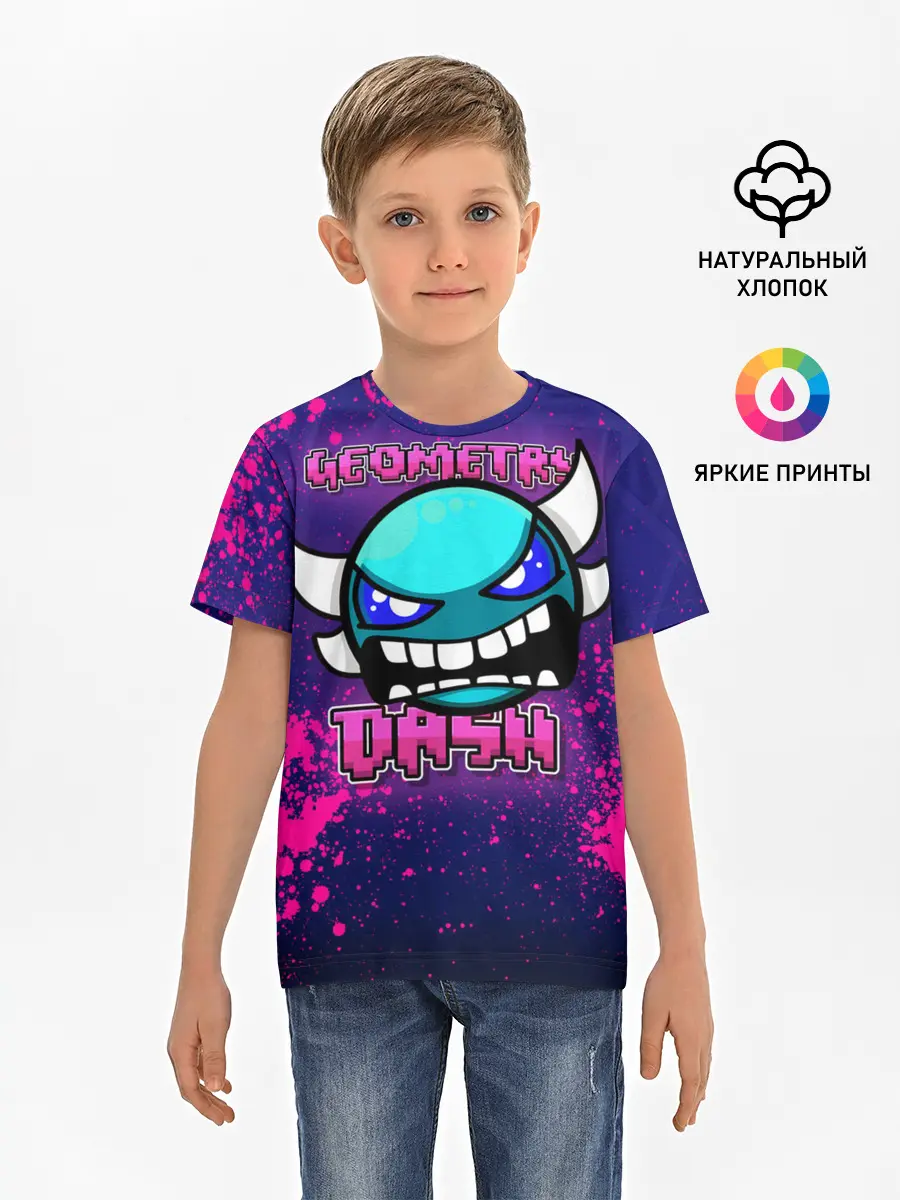 Детская базовая футболка / Geometry Dash