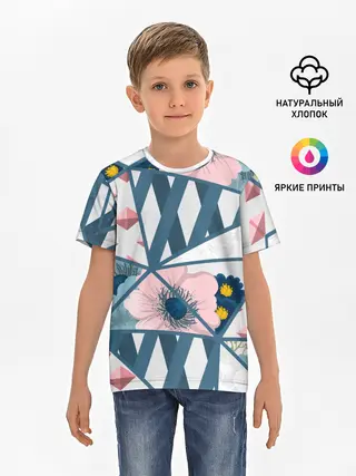 Детская базовая футболка / Геометрия цветов