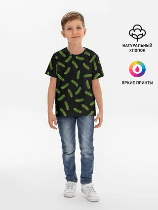 Детская базовая футболка / Огуречный паттерн